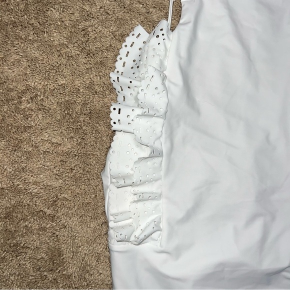 Lolli Bathing Suit White Ruffle Cheeky One piece Swimsuit Size Large NWT - Picture 9 of 11